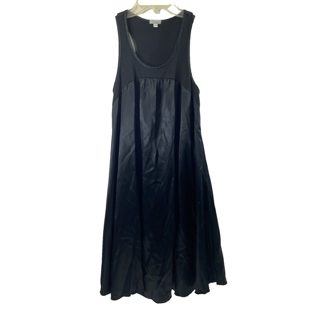 PJ Harlow Lindsay Black Satin and Rib Nightgown Women XS Lounge Dress Whimsigoth